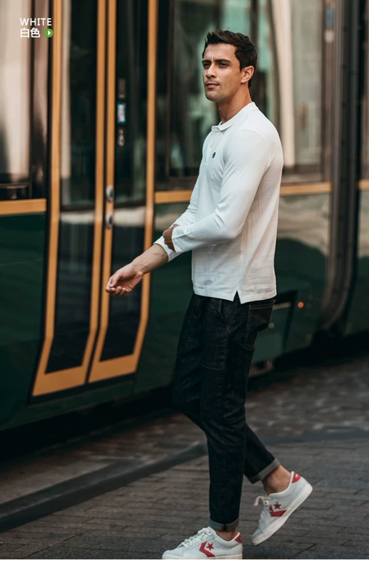 [Giải phóng mặt bằng] Áo thun dài tay nam cho nam Thời trang thêu áo thun trơn Áo thun cotton nam hàng đầu 2627 áo sơ mi polo