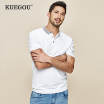 Special offer]Mens knitted T-shirt summer contrast lapel light business short-sleeved sweater T-shirt mens tide 17060