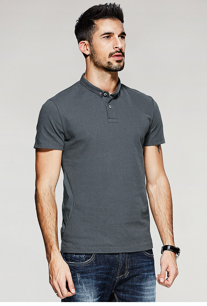 Quần áo mát nam ngắn tay áo polo nam mùa hè ve áo khâu Slim T-Shirt nam áo sơ mi xu hướng 9534