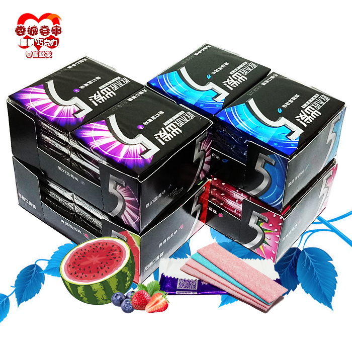 Arrow Signs five5 Gum 12 Pieces Loaded Fruits Mint Taste Xylitol Bubble Gum Fresh Breath Casual Snacks