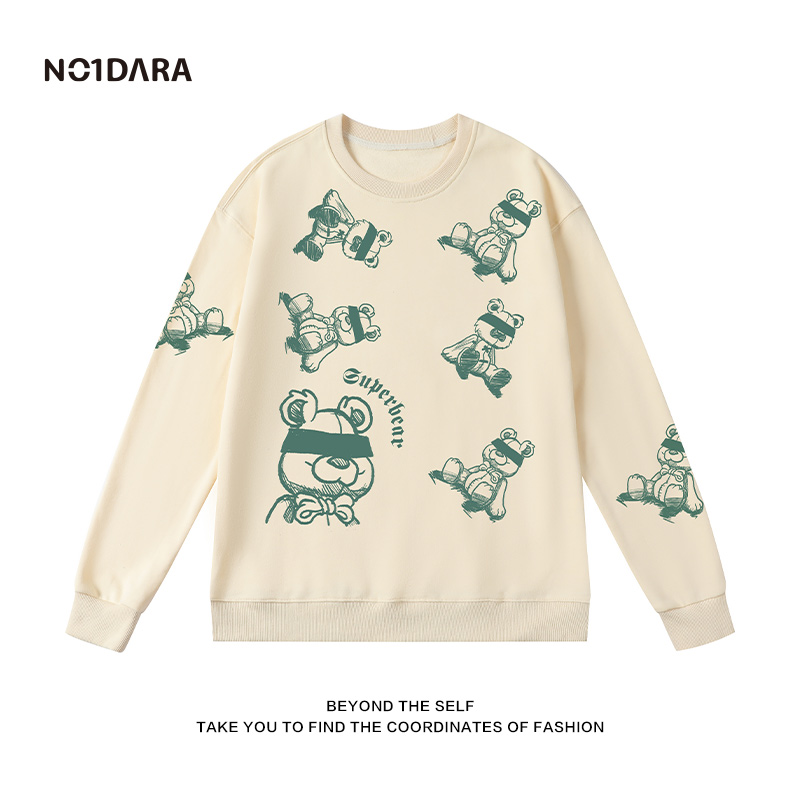 NO1DARA springtime full print Monface Cubs loose necropolis for men and women wearing a tidal card design lovers long sleeves