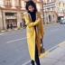 Mùa xuân 2019 và áo khoác cashmere hai mặt mới, áo khoác len len màu vàng trong chiếc mũ trùm đầu dài Slim Hepburn - Accentuated eo áo mẫu áo dạ đẹp Accentuated eo áo