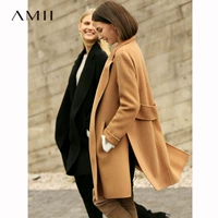 Amii Minimal chic100% full len lông hai mặt nữ 2018 thu đông mới áo khoác mỏng mới áo dạ nữ đẹp 2021