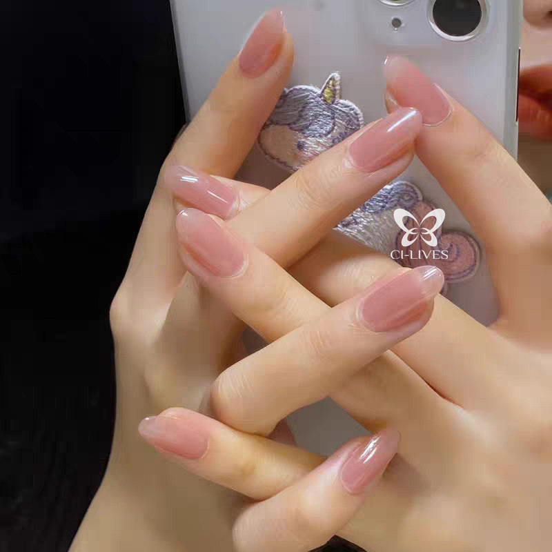 Tasteless persistent quick dry free toasted milk tea color light lotus root nude pink transparent sepia nail polish women's meaty full set