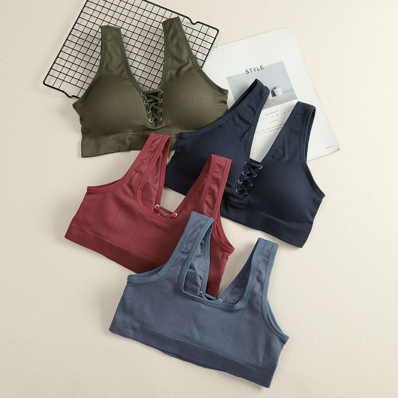 Sports underwear Student high school female shock-free underwire vest bra gathered wrapped chest sexy back bandeau