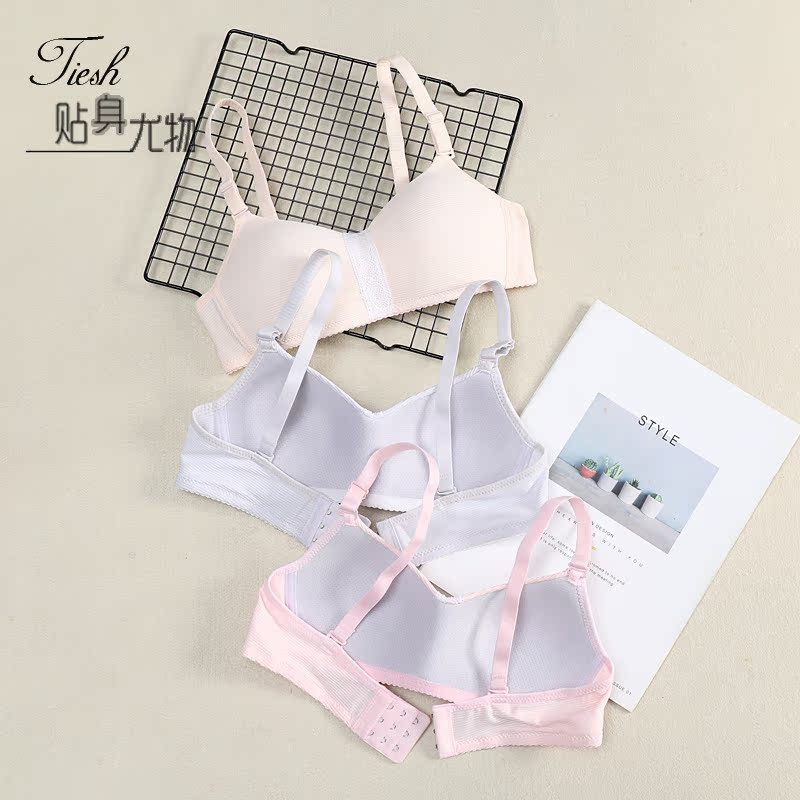 Sexy adjustable underwear womens small chest gathered without rims High school students bra thin girly bra anti-sagging