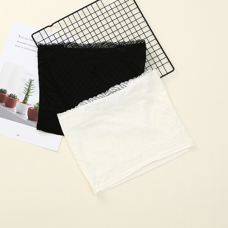 Summer strapless bandeau underwear girly sexy beauty back lace wrapped chest anti-light primer inside take a thin one-piece