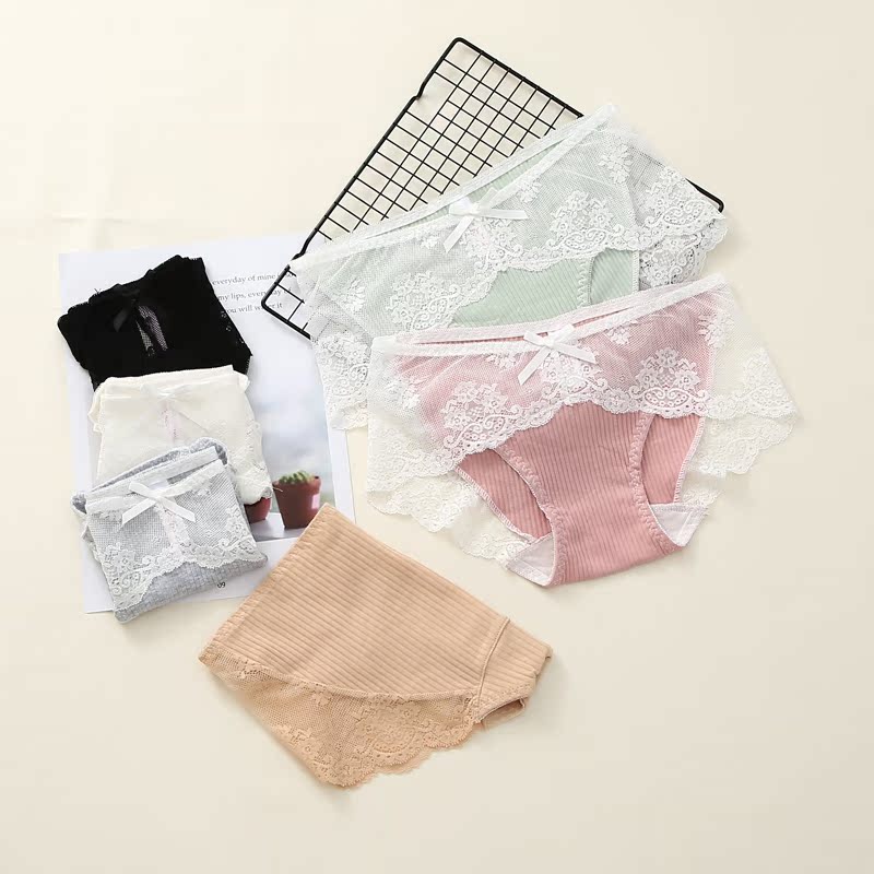 Buy 3 get 1 free lace non-trace panties Women cotton crotch summer thin breathable low waist sweet briefs comfortable panties