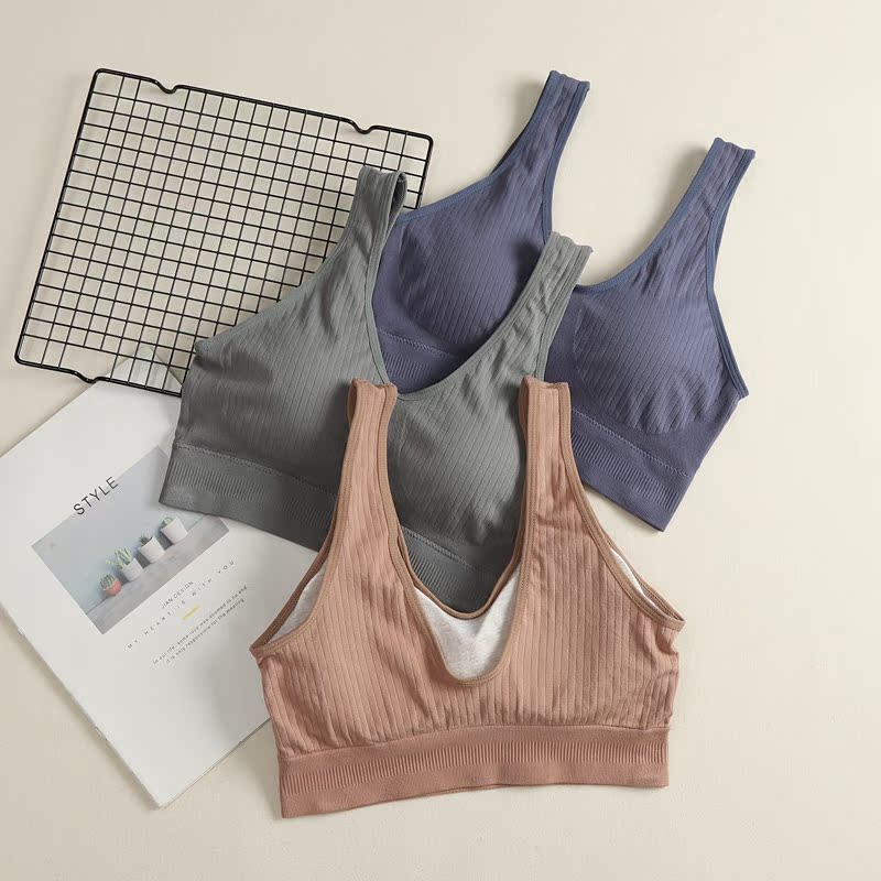 Shockproof sports underwear Student high school female anti-sagging camisole gathered bandeau base to take the back of the breast wrapped in the beauty of the back