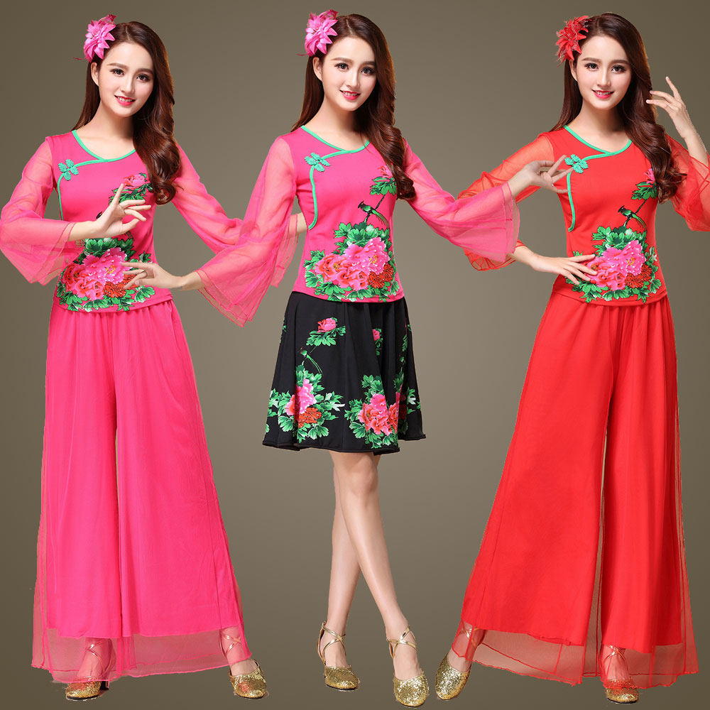 Square dance costumes new suit Spring performance in old age dresses blouses Long sleeves dance suit dancing clothes out of clothes