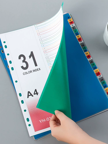 Цвет страница пластик 31 Color Club 31 Class Class Class Card Card Plastic Index Card 11 отверстия бумага бумага