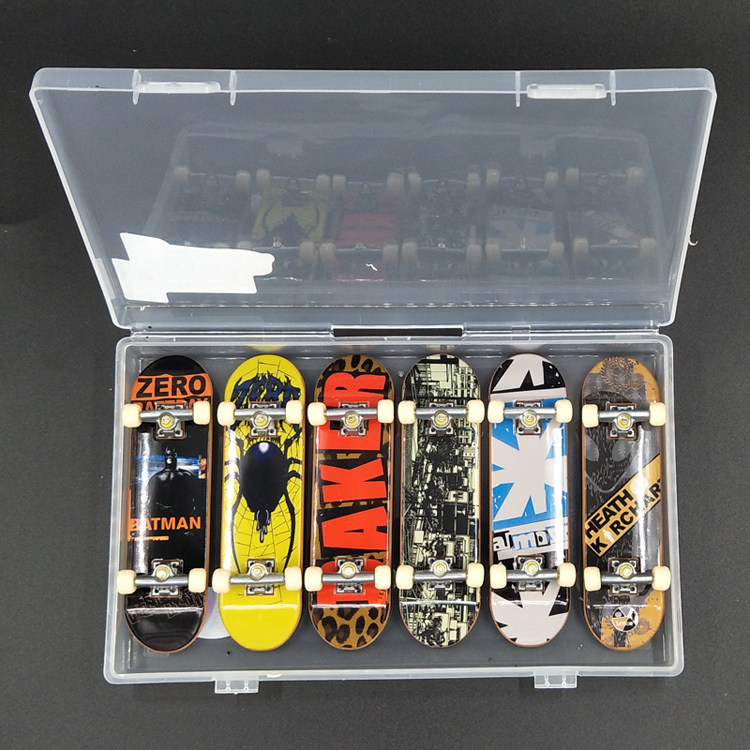 Six-Piece Double-warped Mini Zinc Alloy Bracket Fingertip Finger Skateboard Set Teen Child Gift