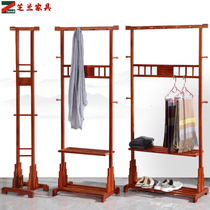 Clothes Hat Rack Floor Bedroom New Chinese Red Wood Clothing Shop Office Full Solid Wood Modern Brief Hanging Large Clothes Rack