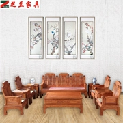 Gỗ hồng mộc châu Phi đầu voi sofa sáu mảnh mô hình Ming và Qing chạm khắc cổ Trung Quốc đồ nội thất chạm khắc gỗ gụ rắn - Bộ đồ nội thất