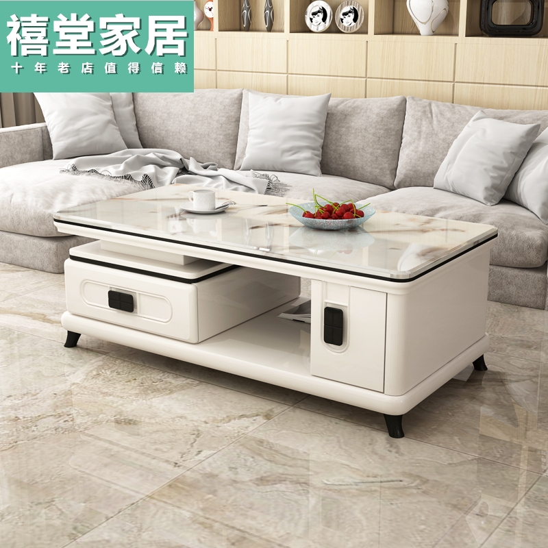 Contracted and I sitting room marble table, TV ark combination economical of the lacquer that bake and narrow model feel the toughened glass