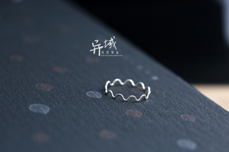 [Xi Xia. 】 Bạc Thái 925 sterling bạc trang sức handmade bạc ring sóng nữ nhẫn đơn giản nhan kim cuong