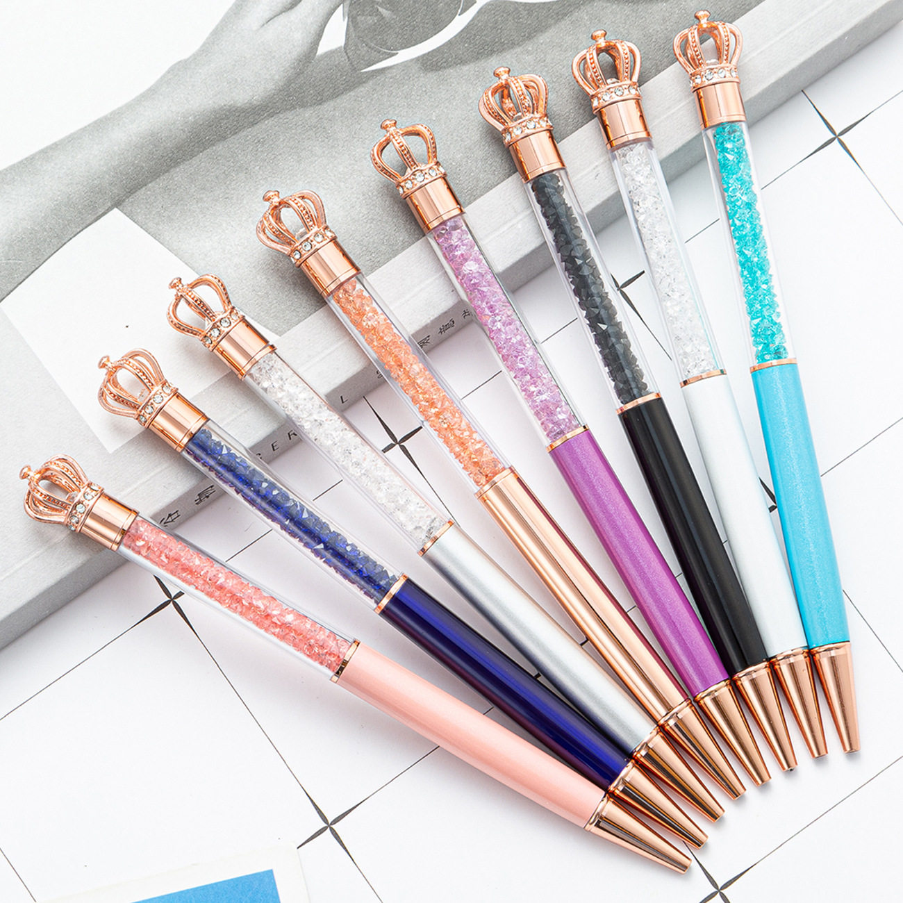 Pink Princess Crown Pen Crystal Ballpoint Pen Wedding Companion Gift class Custom logos lettering New Year's gifts