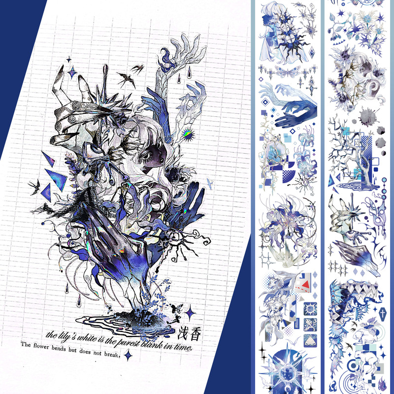 【Pre-Cut】Charm of the Night Heart Contract Modern Style Shell Light Club Tape No-Cut Pet Bobo Fish Journal Tape