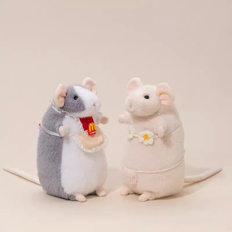 小さな鉄の卵マクドナルドの大きな太ったネズミのぬいぐるみ、かわいいファンシーなネズミ、リアルな小さなネズミのおもちゃのキーホルダー、面白い