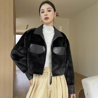 European Goods 2025 Winter New Style Lapel Short Sheepskin Coat with Mink Fur Trim for Petite Figures