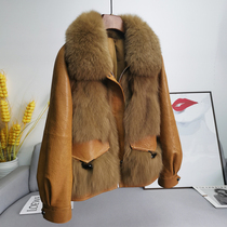 Fox fur fur coat womens short model 2021 new young real wool sheep leather leather winter fashion