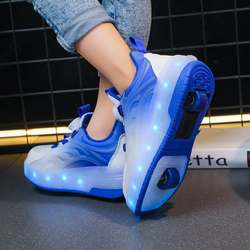 어린이 Rampage Shoes Boys 'Shoes Summer 2025 새로운 분리 가능한 블로우 아웃 신발 학생 스포츠 롤러 스케이트 조명