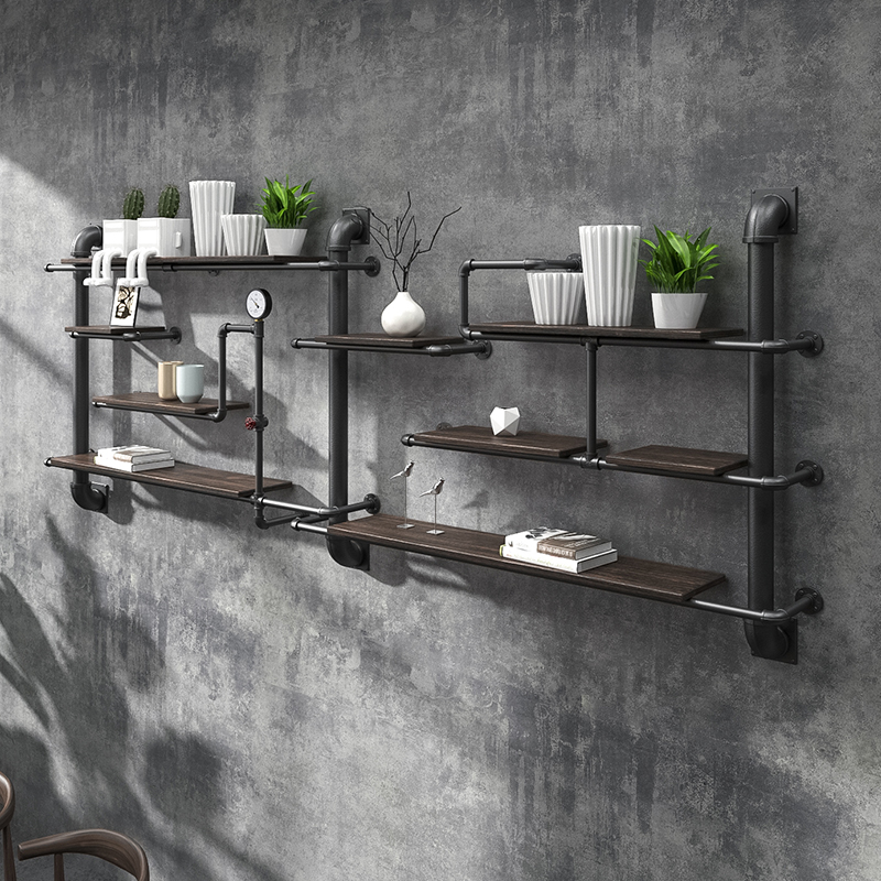Industrial wind wall wall retro wall wall wall wall wall wall frame creative iron pipe wall decoration bookshelf