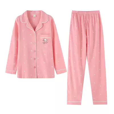Mom pajamas female autumn and winter thickened cotton long sleeve women's pajamas set Spring and Autumn Winter old cotton Women's Home clothes