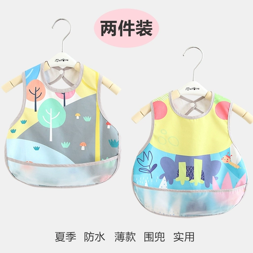 Детский летний тонкий слюнявчик, водонепроницаемый нагрудник для детского сада, с карманом