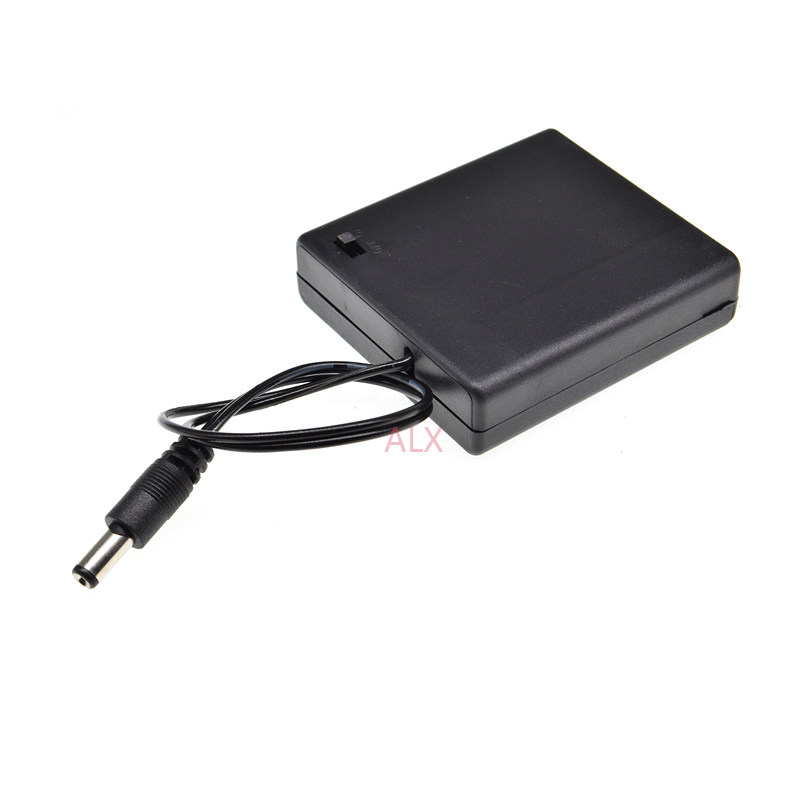 4 AA battery box with switch with DC plug 5521 5 5*2 1mm male head 4 bits