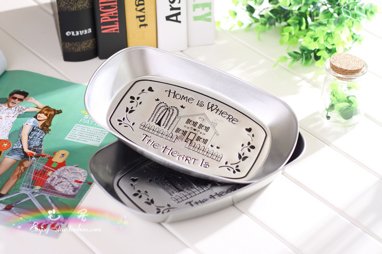 Zakka bộ đồ ăn retro tấm sắt nhà hàng lưu trữ đồ ăn nhẹ trái cây tấm tấm nhỏ khay trái cây tấm - Đồ ăn tối đĩa dùng 1 lần