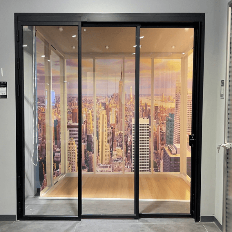 SUN PT door PT door PT door long Hongglass titanium magnesium alloy folds push and pull open door