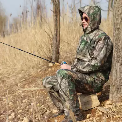 Outdoor military fans gray leaves camouflage fishing CS bird watching photography windproof rain hunting bionic camouflage suit men