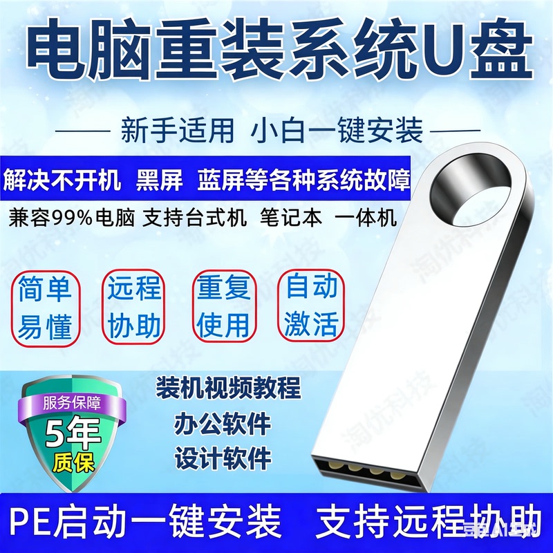 Computer Reinstallation System USB Drive Win10/11/7/Xp Genuine One-Click Installation Pe Boot Flagship Professional Version