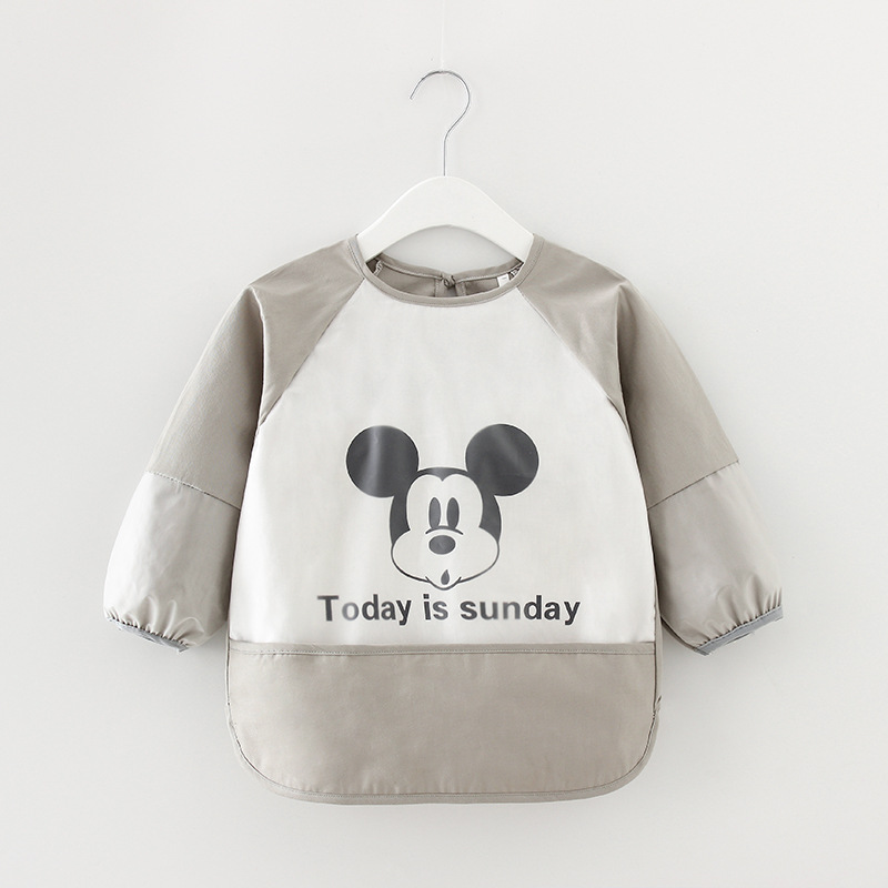 Baby eating smock waterproof and anti-dirty children's apron painting clothes long-sleeved girl's bib rice pocket boy's reverse dressing