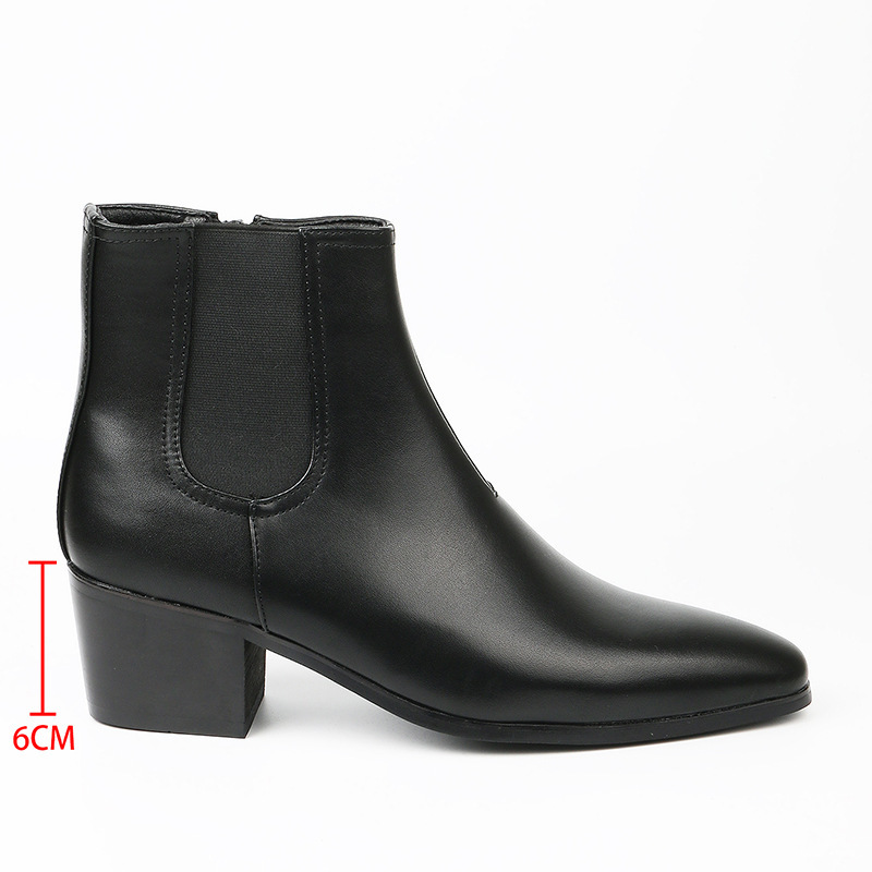 New Men's High-Heeled Shoes, Square-Toe Chelsea Boots, Fashionable Thick-Heeled Height-Increasing Fashion Boots, High-Top Slip-On Martin Boots New Men's High-Heeled Shoes, Square-Toe Chelsea Boots, Fashionable Thick-Heeled Height-Increasing Fashion Boots, High-Top Slip-On Martin Boots