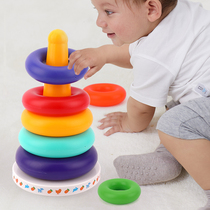 Early Education music tumbler 3 stacked music childrens educational toys Rainbow Tower ring 0-1-2 baby baby year old