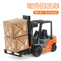 Forklift toy Inertial Engineering truck forklift boy childrens toy large car Crane Model 4 toys 3