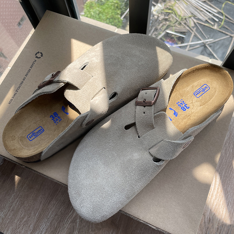 Cork-Soled Birkenstock Shoes, Half-Pack Boston Clogs, Birotzxiues Birkenstock Shoes, Half-Slipper for Women, Taupe Cork-Soled Birkenstock Shoes, Half-Pack Boston Clogs, Birotzxiues Birkenstock Shoes, Half-Slipper for Women, Taupe