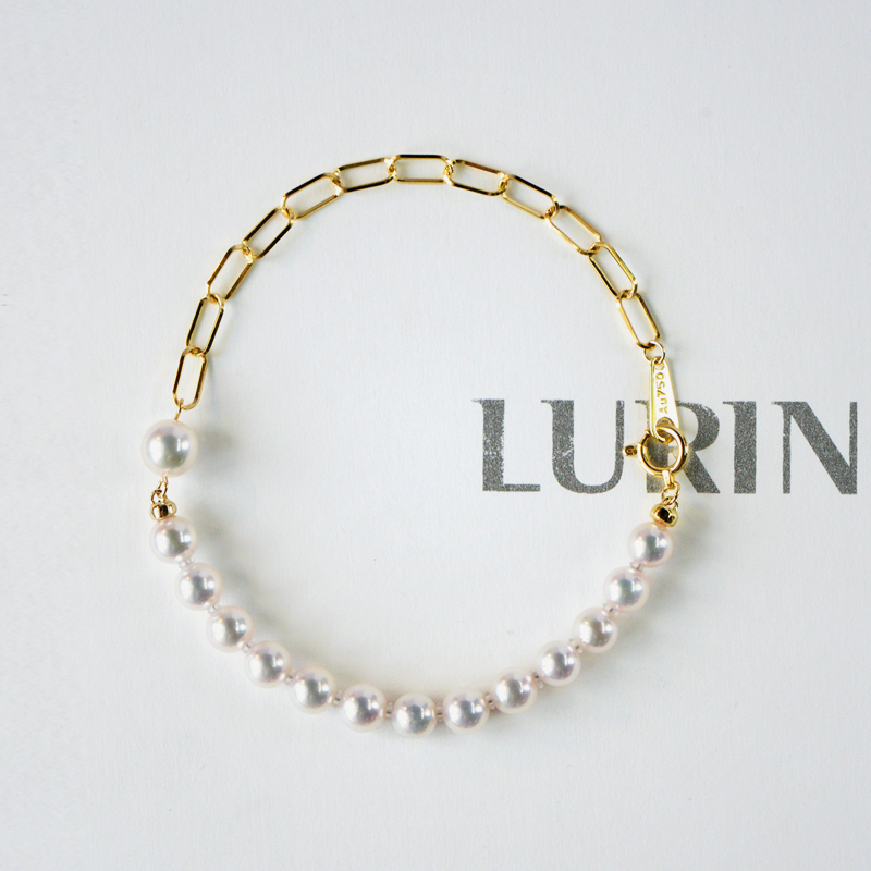 Weijia's Sweetheart Japanese Akoya Natural White Seawater Pearl 5-6mm Roman Chain Bracelet Weijia's Sweetheart Japanese Akoya Natural White Seawater Pearl 5-6mm Roman Chain Bracelet