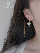 Original design hand made girl tassel long French one-piece ear clip ear clip mosquito coil