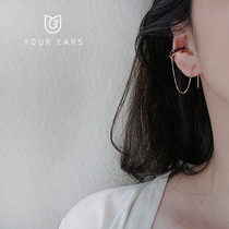 YOUR EARS original design hand made simple niche ear clip natural garnet EAR thread without ear hole ear clip