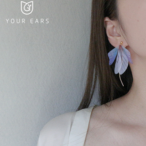 Cold wind ear clip Super fairy butterfly earrings female tide temperament Korean personality without ear hole long hipster girl heart