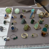 Антикварный зеленый синий цирконий, кольцо, европейский стиль, широкая цветовая палитра