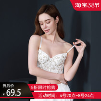 (5 Fold Limited-time Snapping) FinsDianne Fabry-style Embroidery Harness Bra Two-in-one Beauty Back Soft Steel Ring Underwear