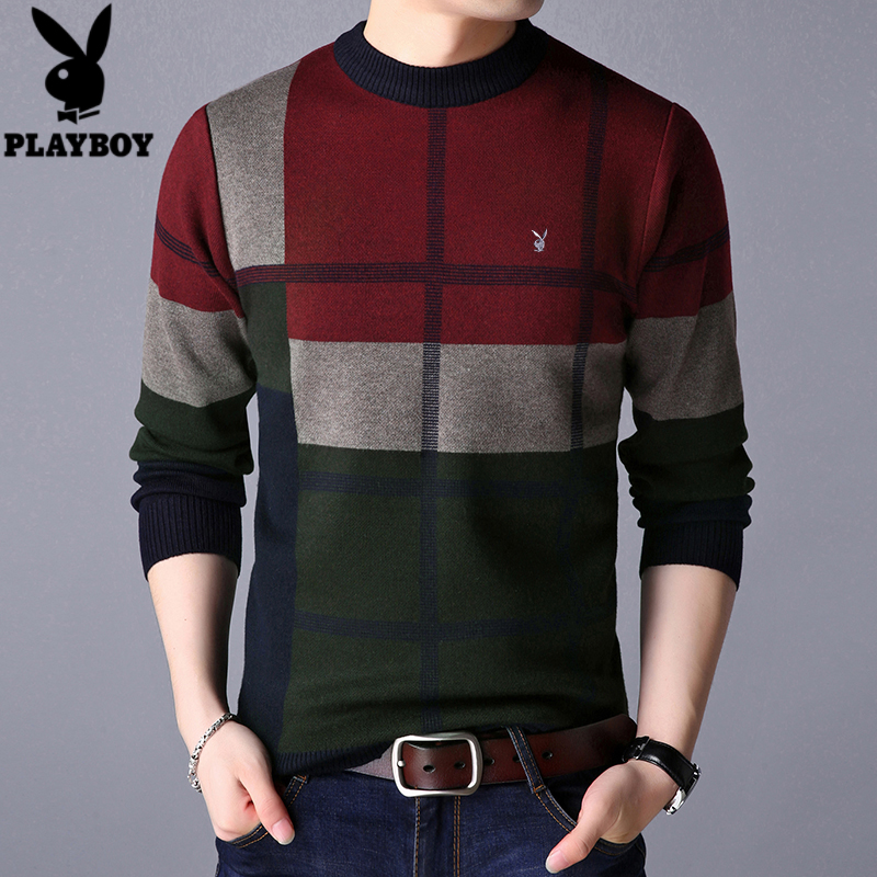 Playboy Xuân Thu áo len mới vòng đầu có cổ đáy đan nam Hàn Quốc phiên bản loose-fitting áo len thủy triều.