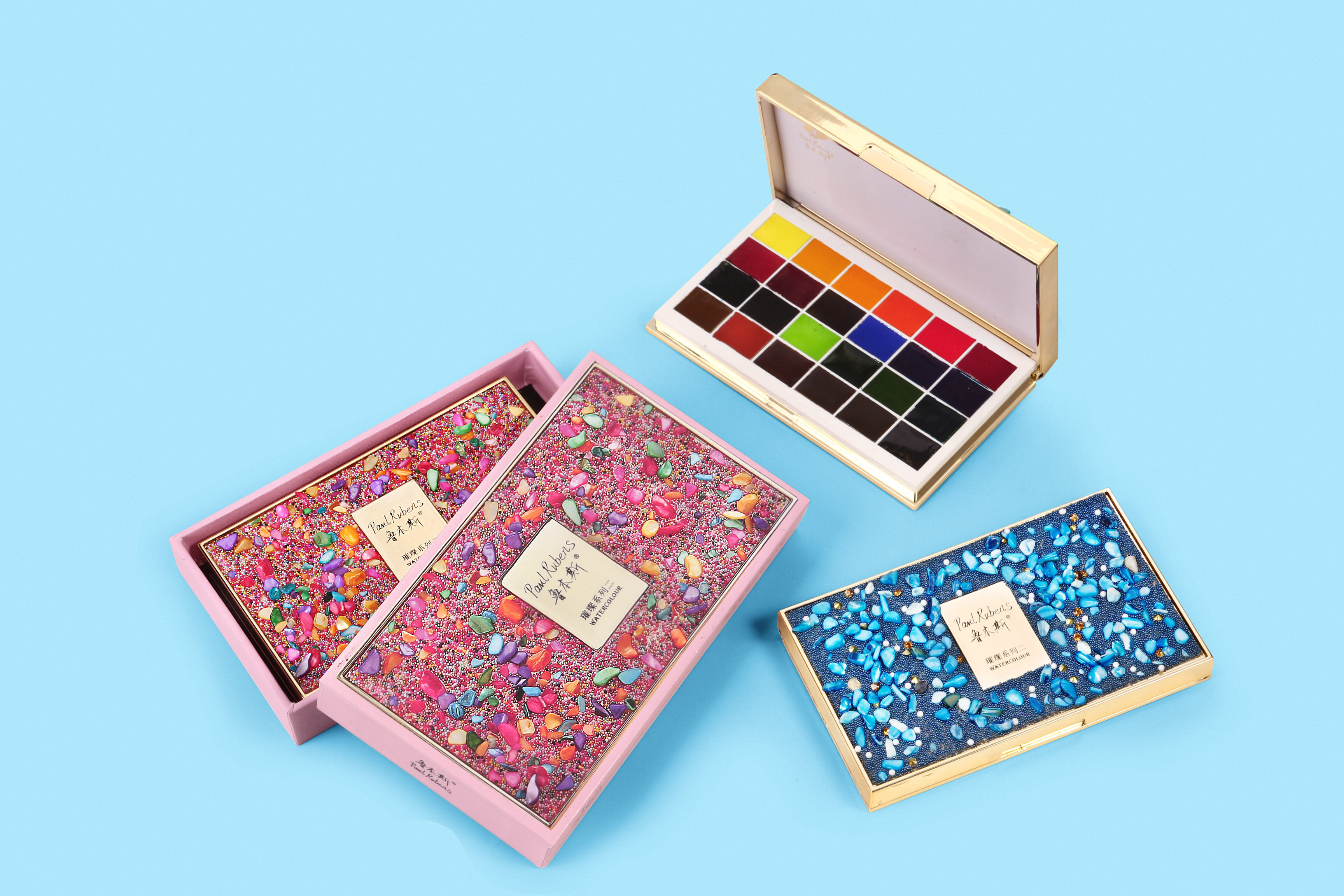 (Debris Pile) Brilliant Series Two Rubens Solid Master Watercolor Pigment 24-Color Portable GemStone Set