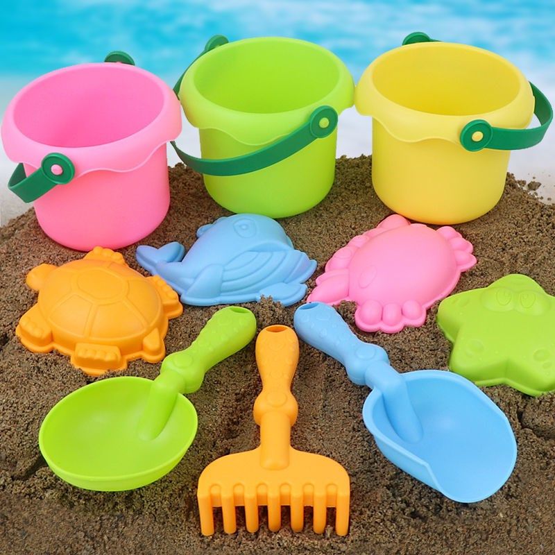 Children Soft rubber Fall Beach Barrel Suit Men and women Baby Small Shovel Dredging Sand Tools Little Kids Seaside Drama Water Toys
