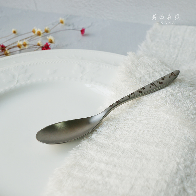 Spot Japanese arbi red leaf stripes 18 - 8 stainless steel spoon stir spoon fine dessert spoon