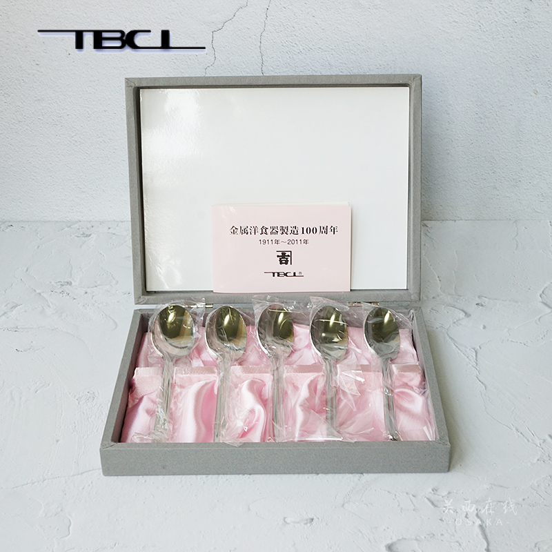 Spot Catering Tokyo Yanqiao Yanqiao Swallow TBCL 18-8 Stainless Steel Spoon Dessert Spoon Gift Box 5